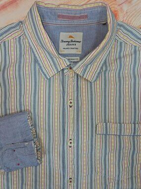 Tommy Bahama Island Modern Fit Striped Button-Down Shirt Large